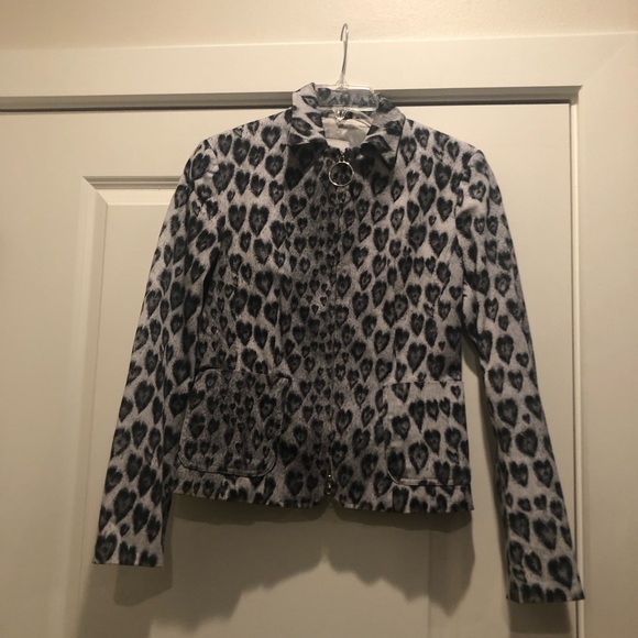 MOSCHINO VINTAGE HEART BLAZER very very rare! Size-8 Italian-42 Black/White - Picture 6 of 8